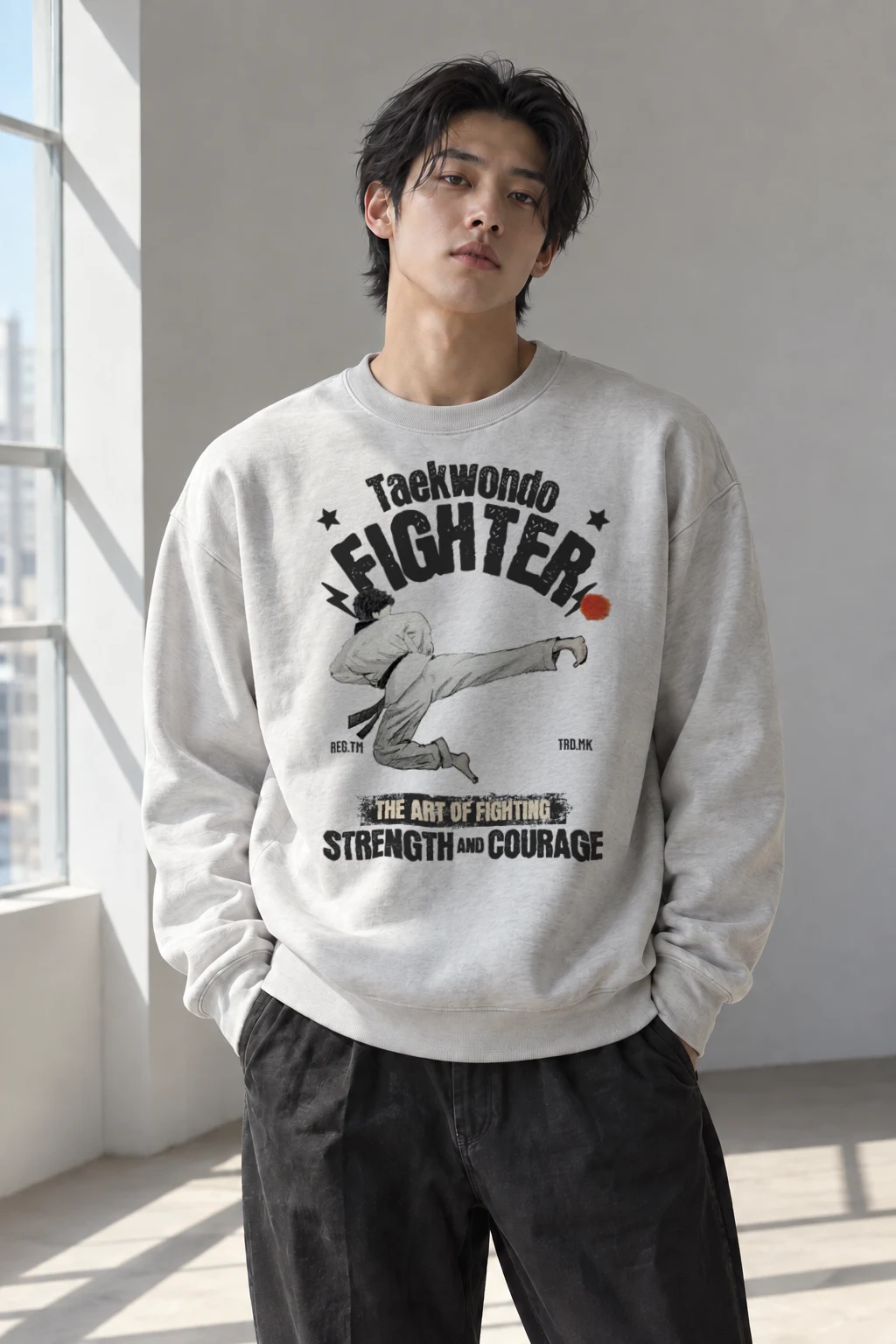 "Taekwondo Fighter" Heavy Blend Unisex Crewneck Sweatshirt | Gildan 18000