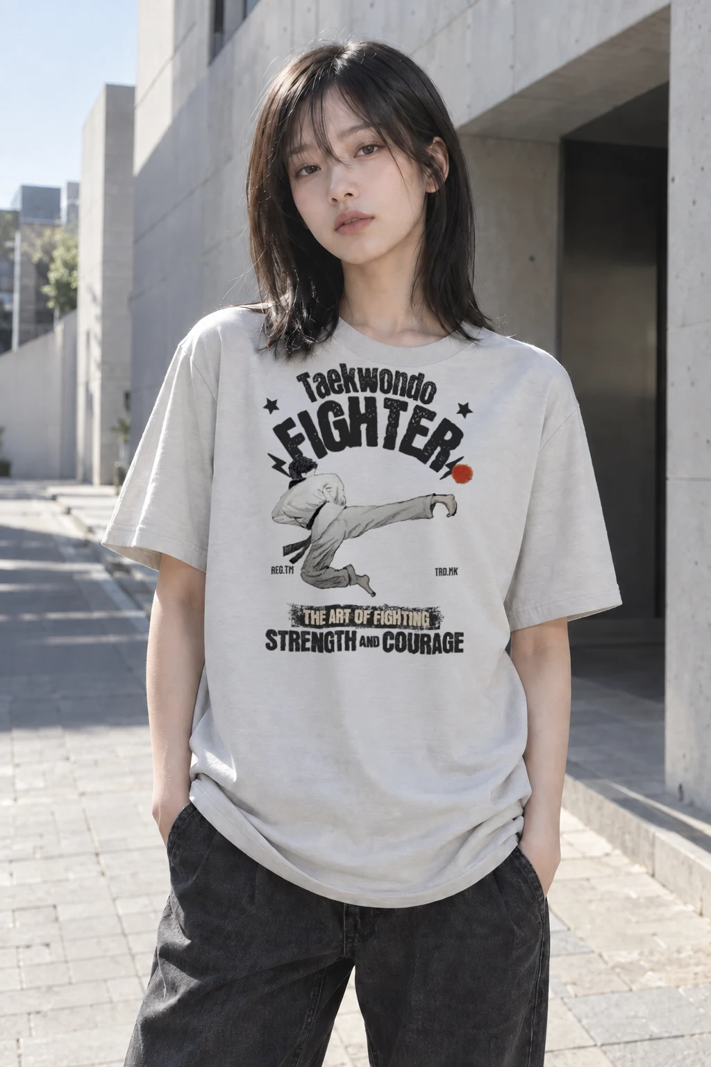 "Taekwondo Fighter" Heavyweight Unisex Crewneck T-shirt | Gildan 5000