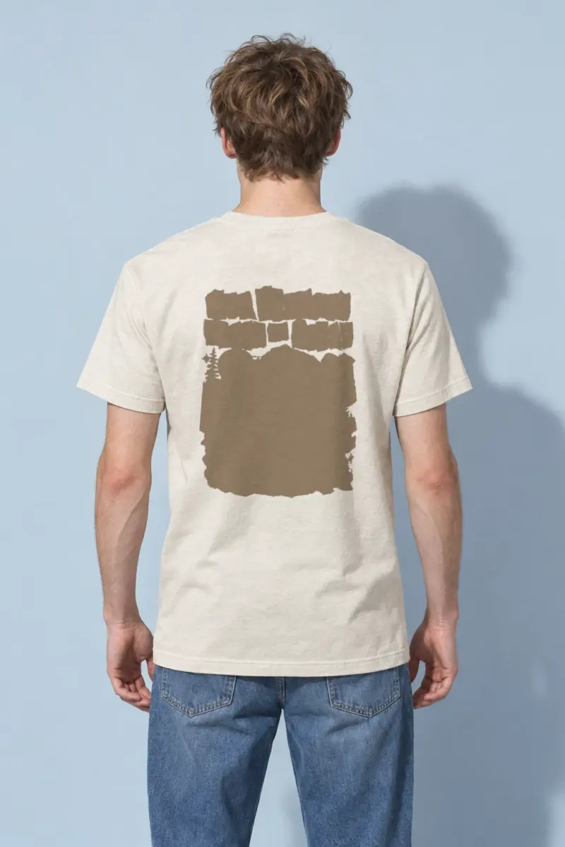 “Tan Panel Mountain Silhouette” Heavyweight Unisex Crewneck T-shirt