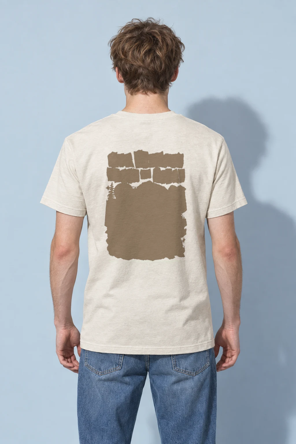 "Tan Panel Mountain Silhouette" Heavyweight Unisex Crewneck T-shirt