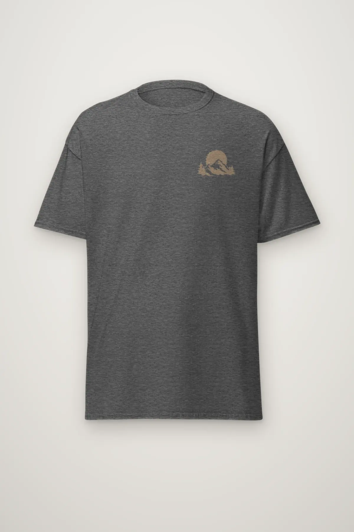 "Tan Panel Mountain Silhouette" Heavyweight Unisex Crewneck T-shirt