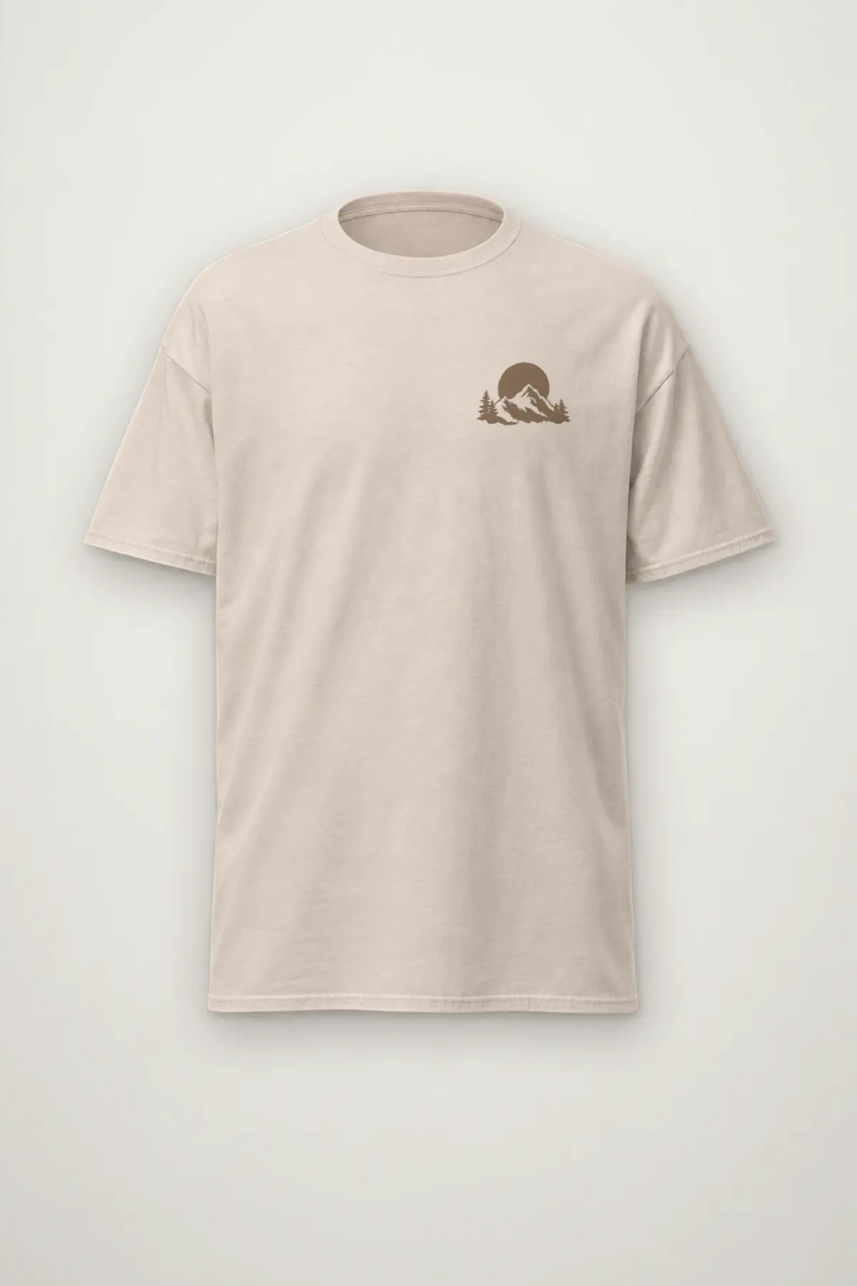 "Tan Panel Mountain Silhouette" Heavyweight Unisex Crewneck T-shirt