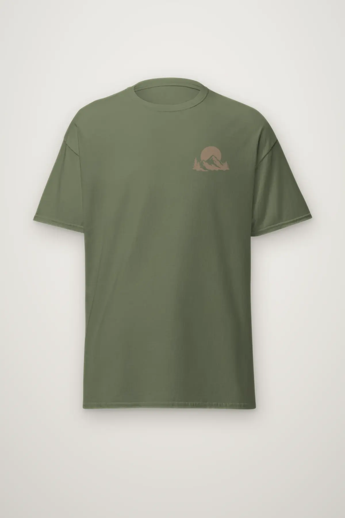 "Tan Panel Mountain Silhouette" Heavyweight Unisex Crewneck T-shirt