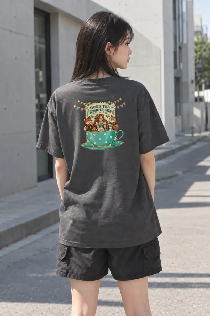 "Tea Brighter Days" Heavyweight Unisex Crewneck T-shirt | Gildan 5000