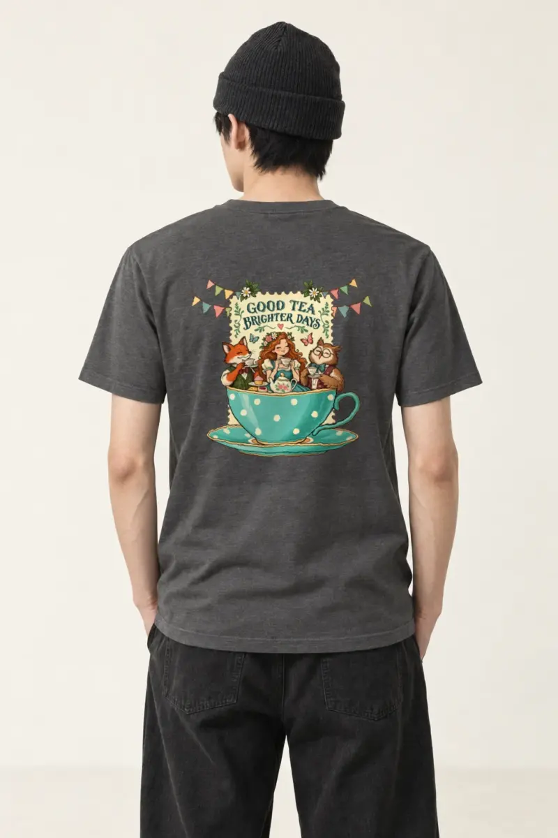 "Tea Brighter Days" Heavyweight Unisex Crewneck T-shirt | Gildan 5000