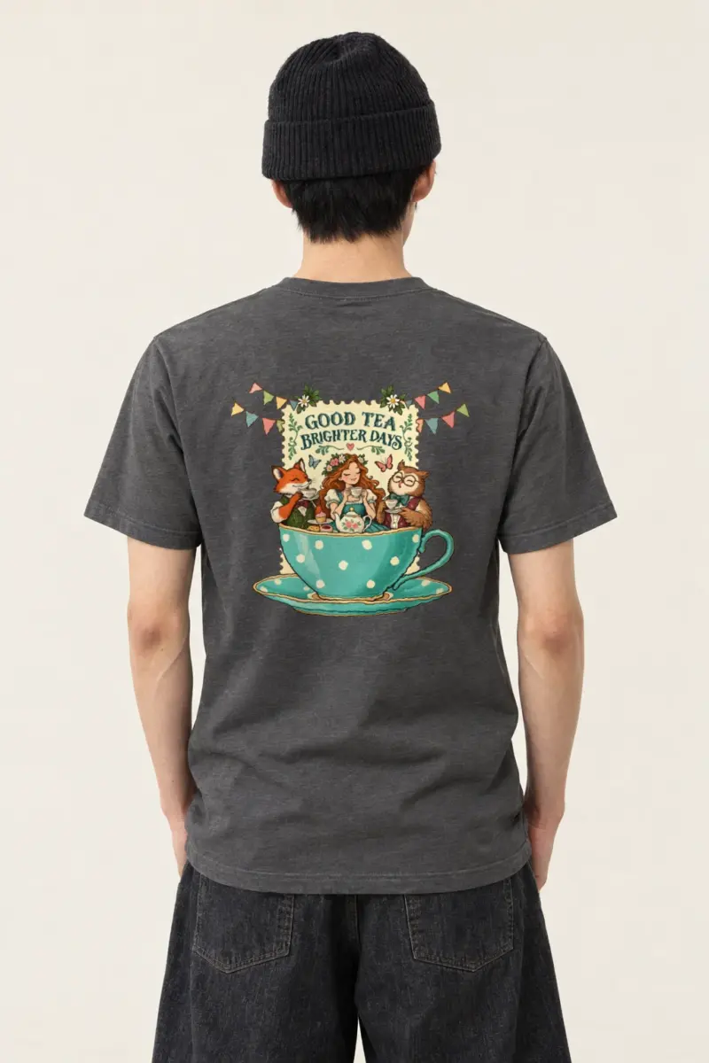 "Tea Brighter Days" Heavyweight Unisex Crewneck T-shirt