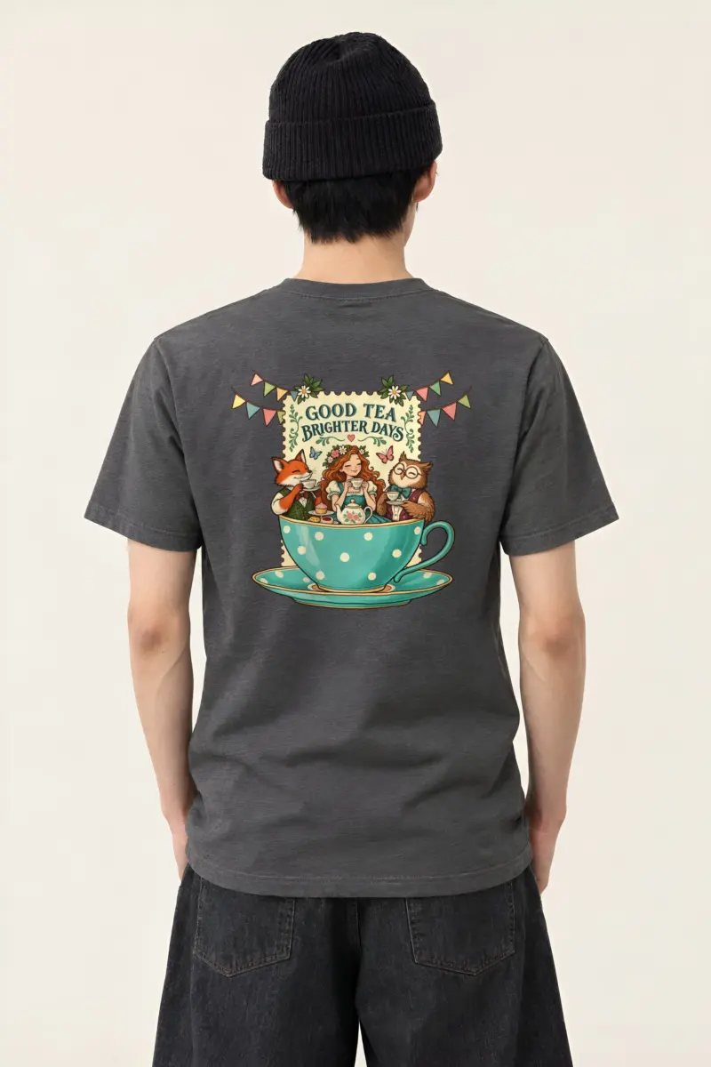 "Tea Brighter Days" Heavyweight Unisex Crewneck T-shirt
