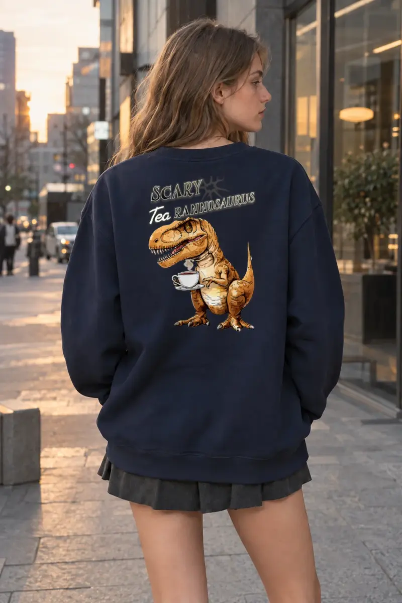 "Tea Rannosaurus" Heavy Blend Unisex Crewneck Sweatshirt | Gildan 18000