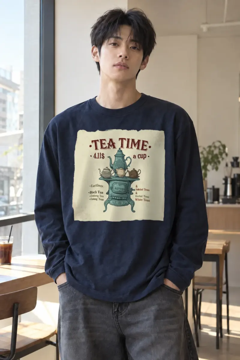 "Tea Time Poster" Unisex Longsleeve T-shirt | Gildan 2400