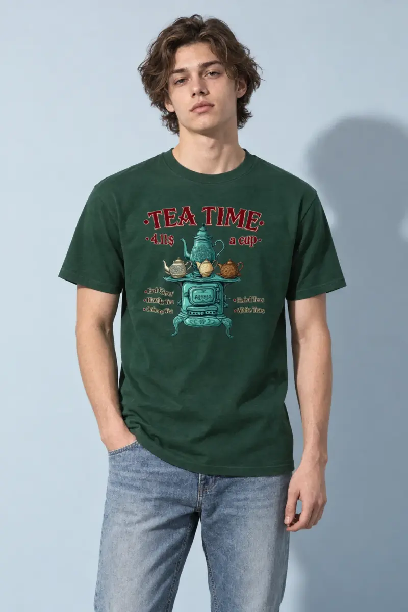"Tea Time Stove" Heavyweight Unisex Crewneck T-shirt