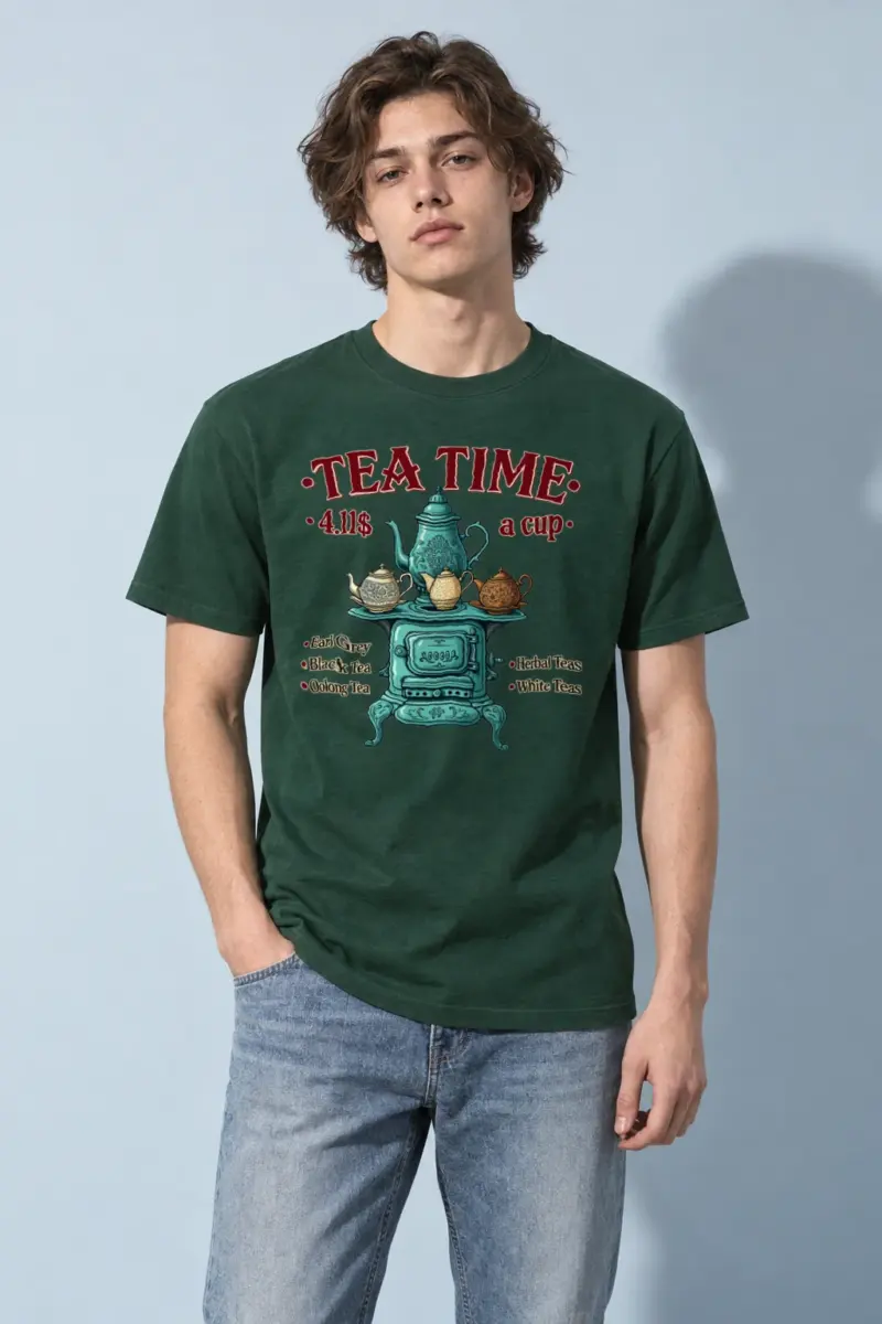 "Tea Time Stove" Heavyweight Unisex Crewneck T-shirt