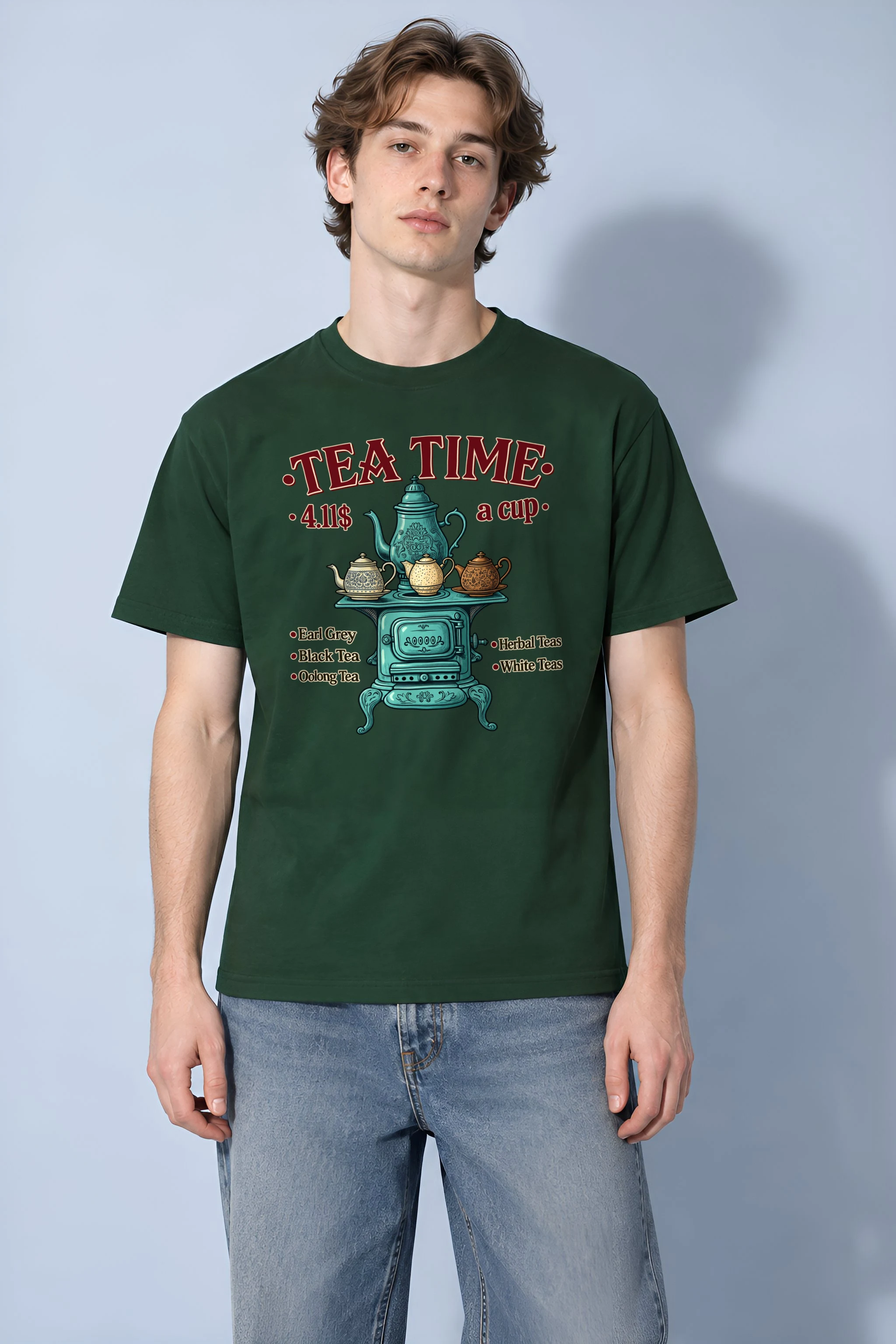 "Tea Time Stove" Heavyweight Unisex Crewneck T-shirt