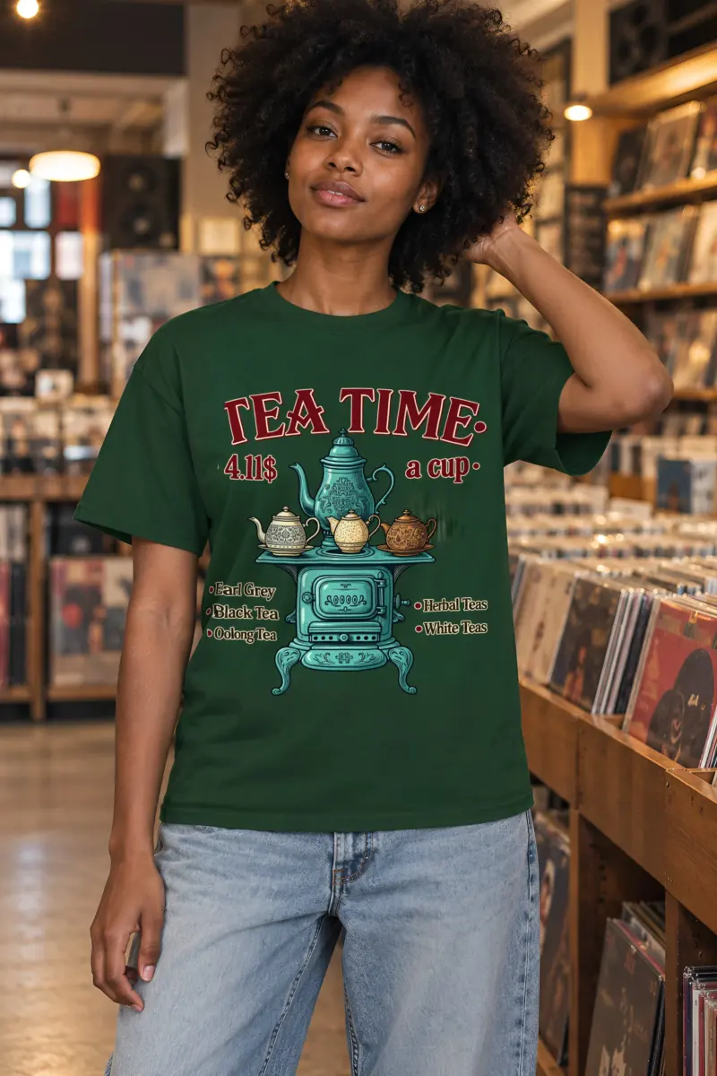 "Tea Time Stove" Heavyweight Unisex Crewneck T-shirt