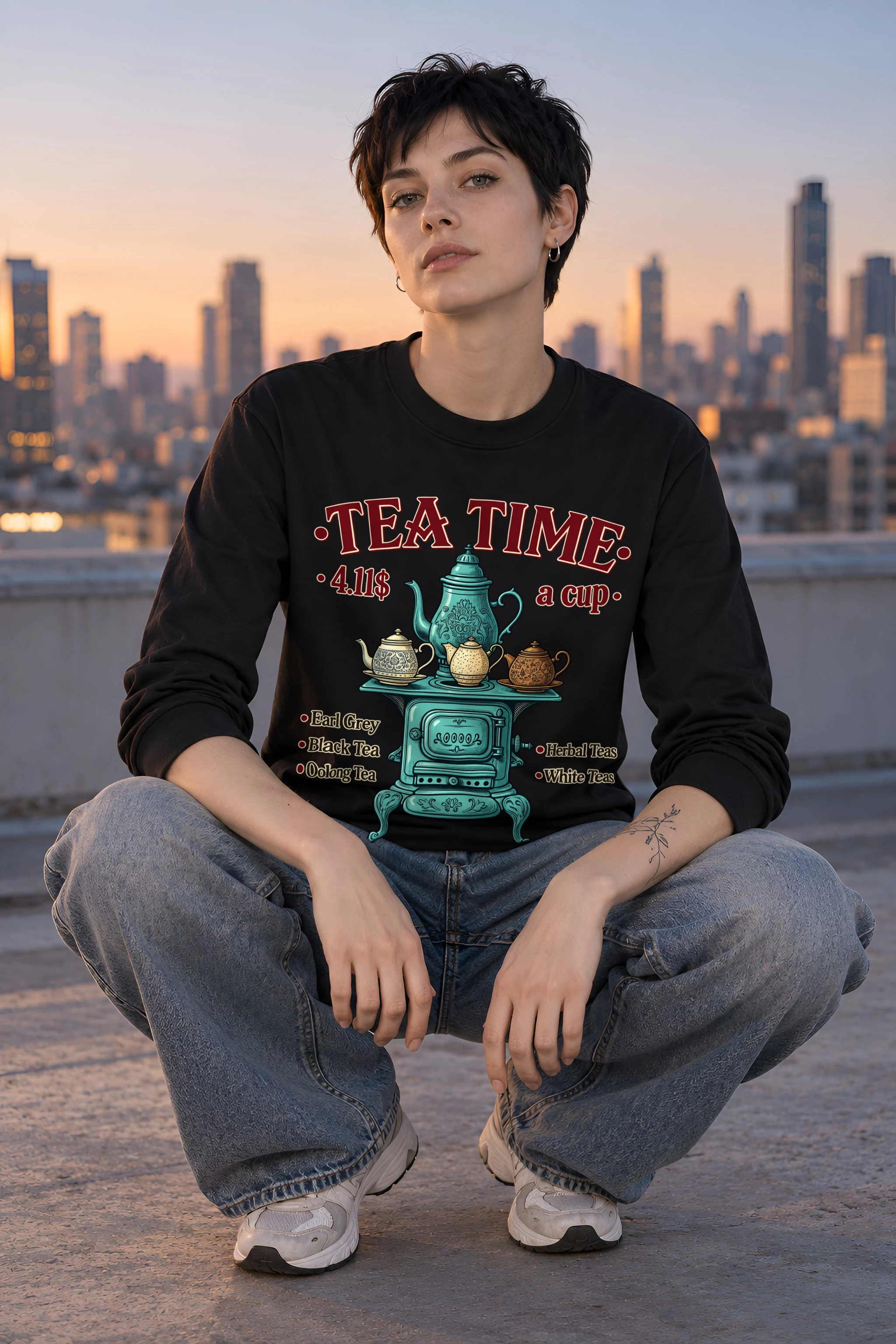 "Tea Time Stove" Unisex Longsleeve T-shirt