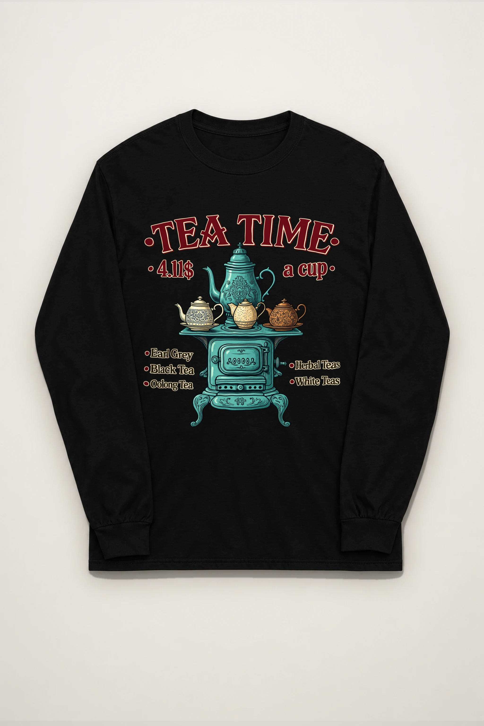 "Tea Time Stove" Unisex Longsleeve T-shirt
