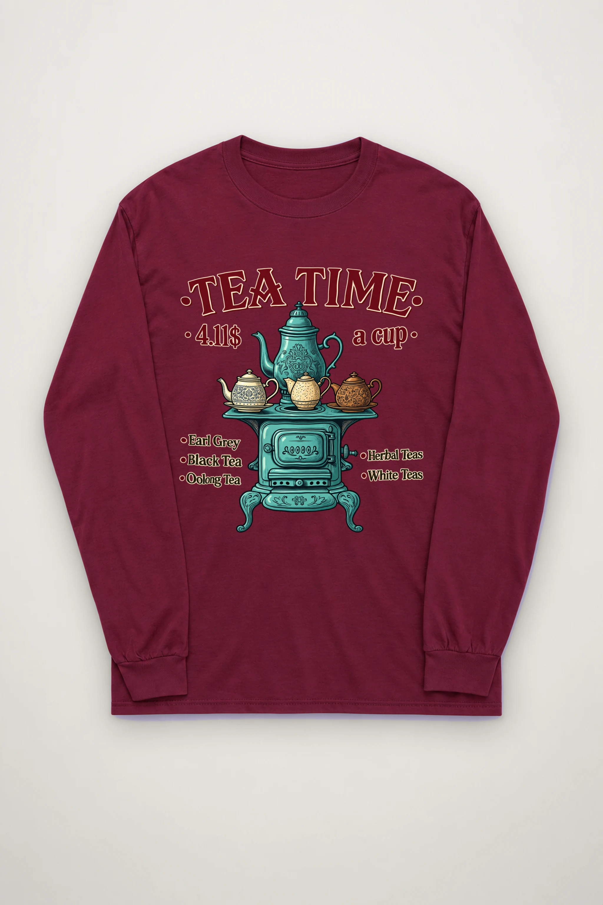 "Tea Time Stove" Unisex Longsleeve T-shirt