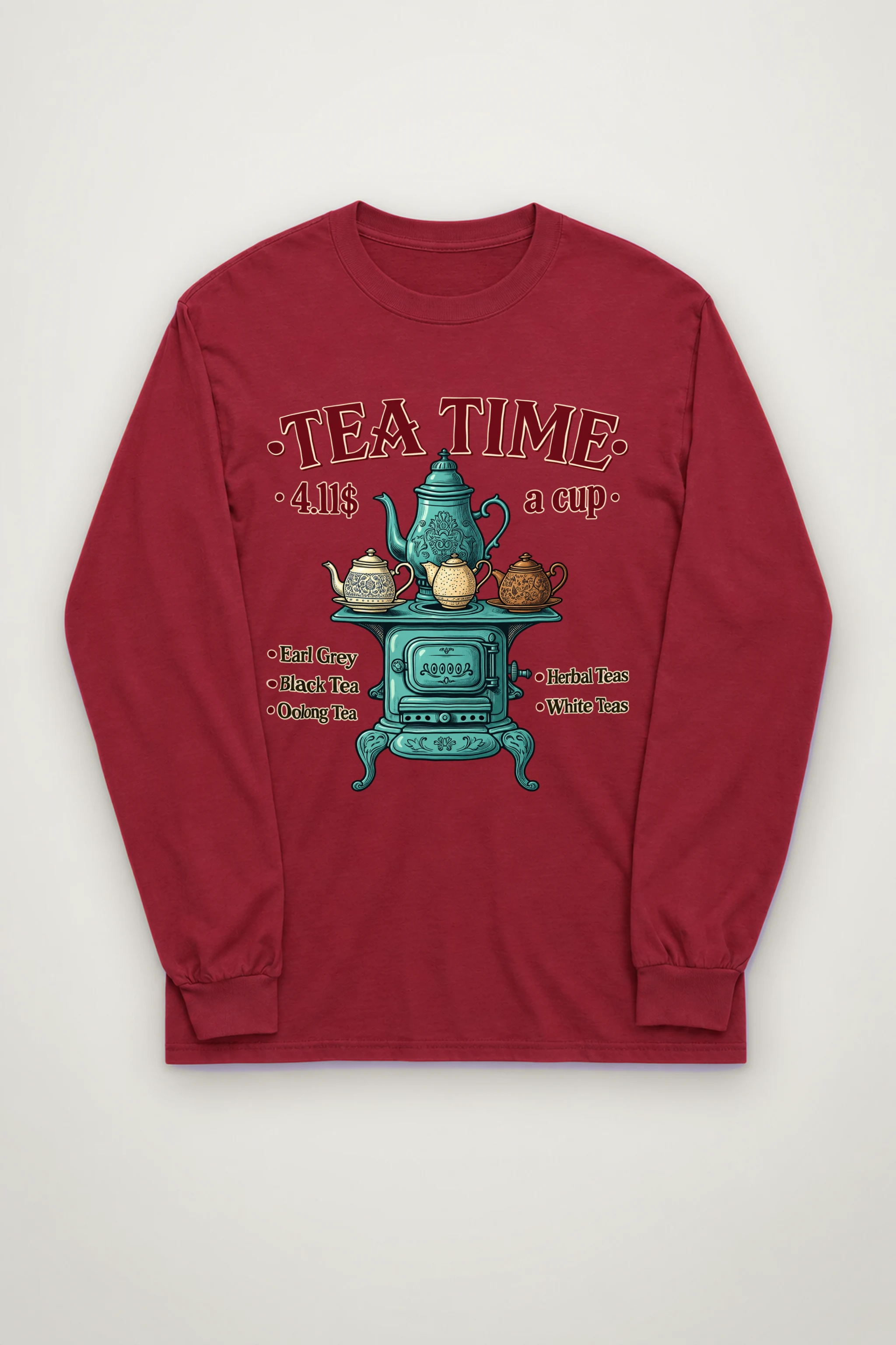 "Tea Time Stove" Unisex Longsleeve T-shirt