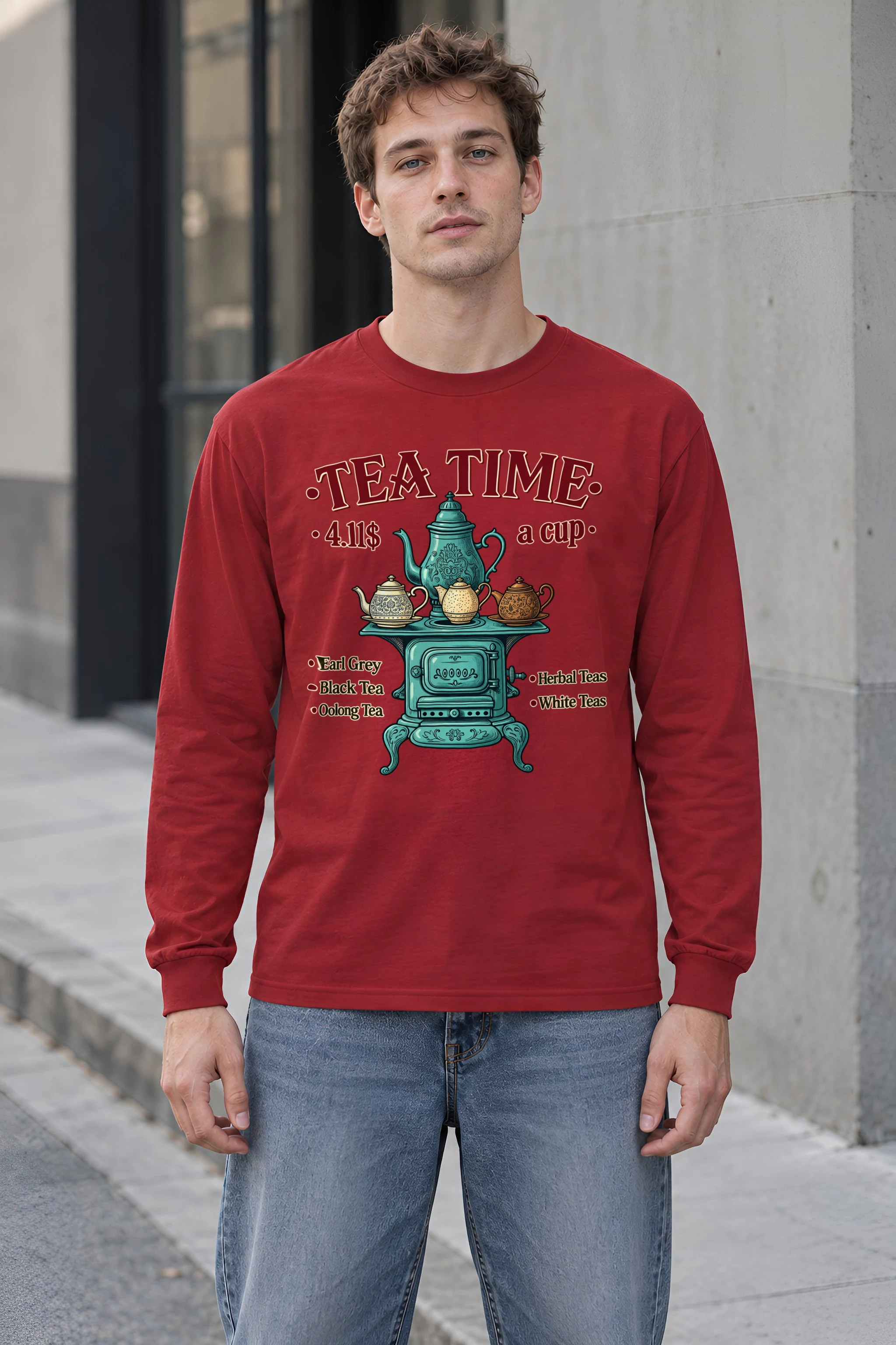 "Tea Time Stove" Unisex Longsleeve T-shirt