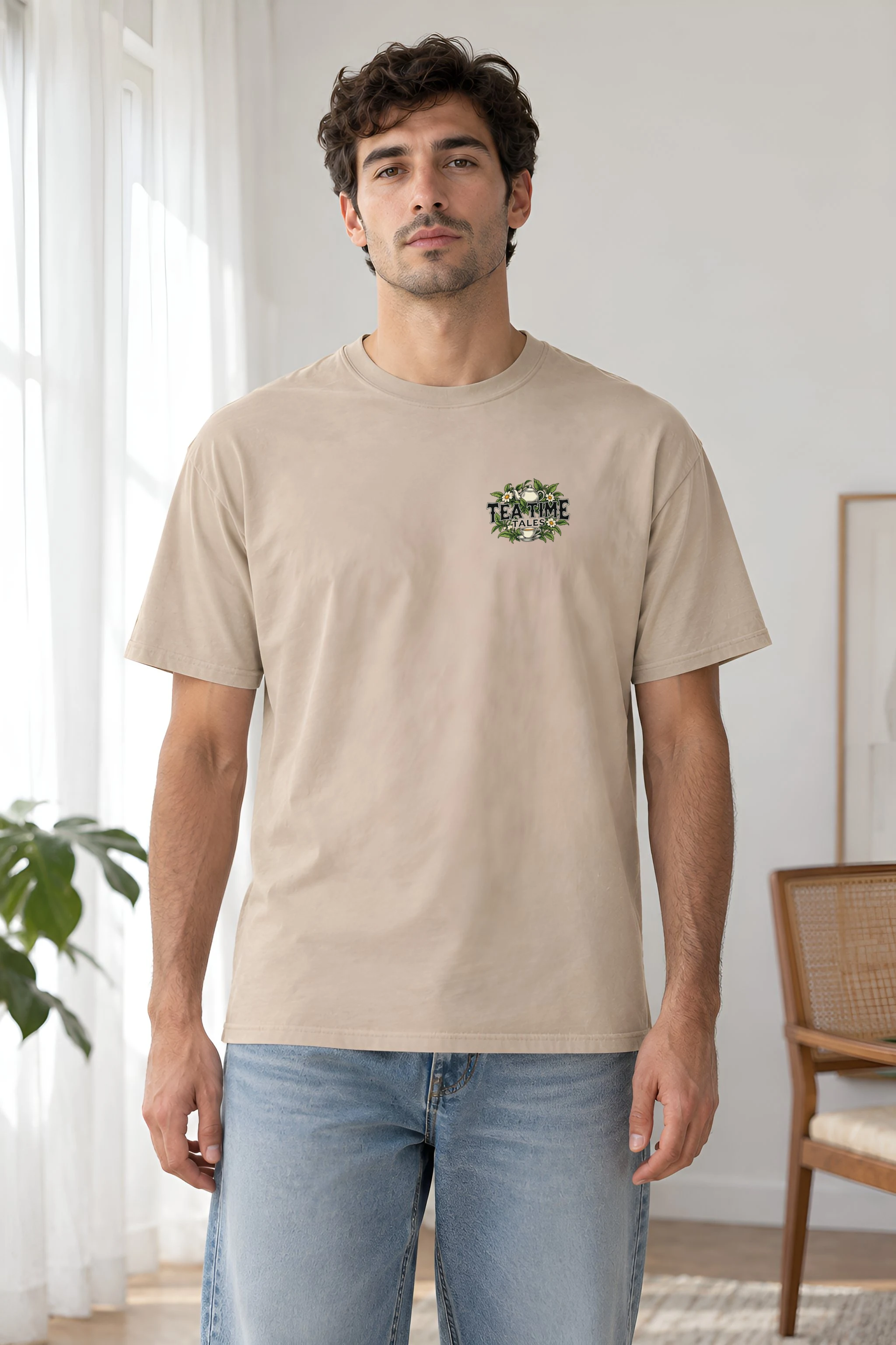 "Tea Time Tales" Heavyweight Unisex Crewneck T-shirt