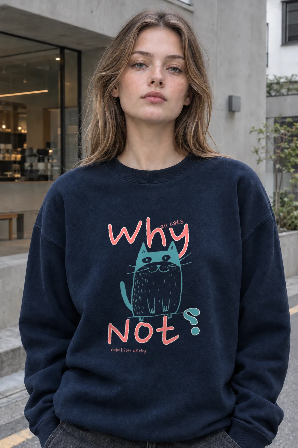 "Teal Cat Unity" Heavy Blend Unisex Crewneck Sweatshirt | Gildan 18000
