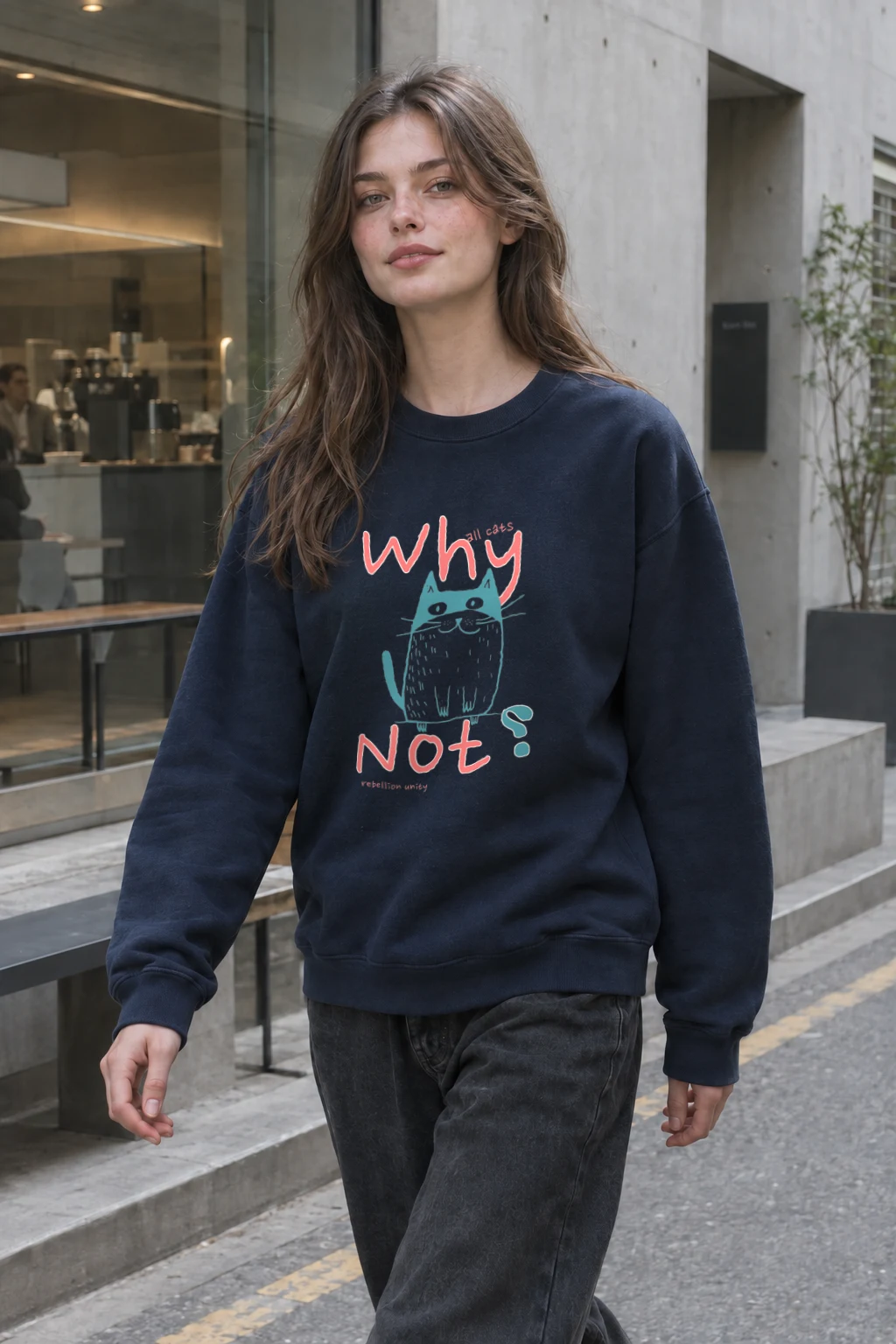 "Teal Cat Unity" Heavy Blend Unisex Crewneck Sweatshirt | Gildan 18000