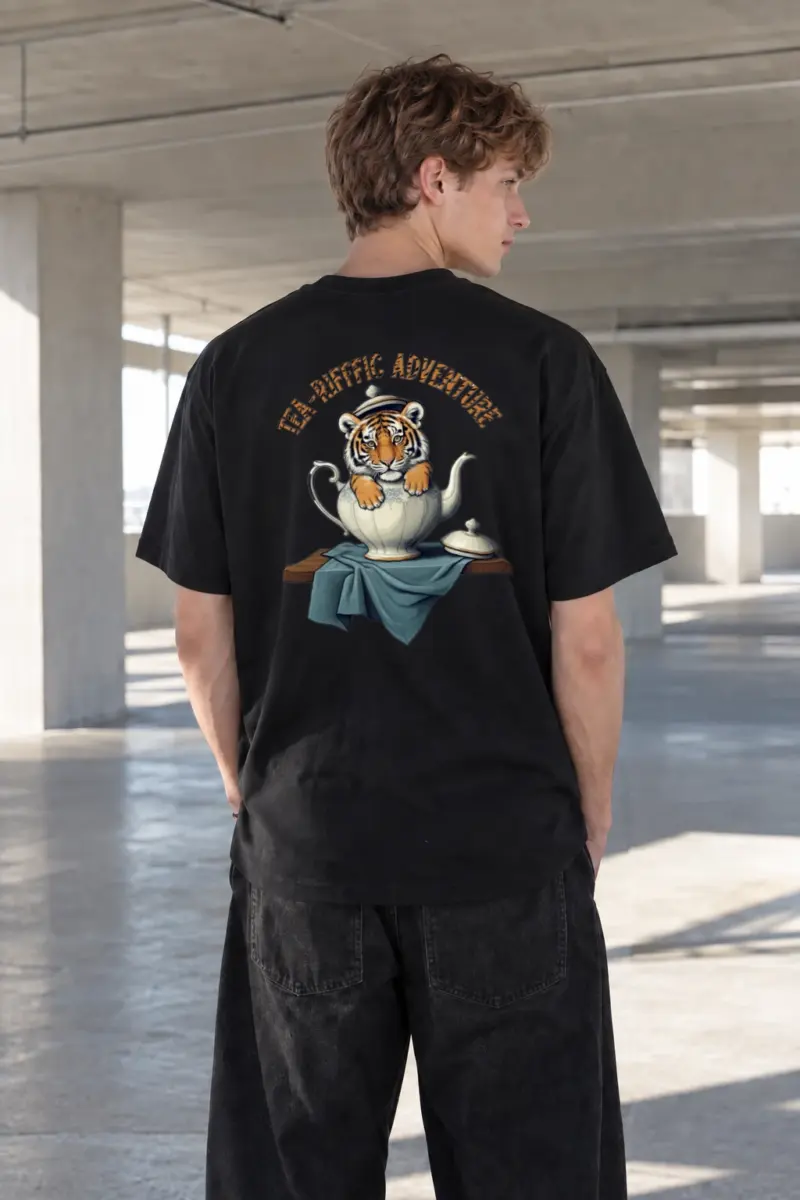 "Teapot Tiger Cub" Heavyweight Unisex Crewneck T-shirt | Gildan 5000