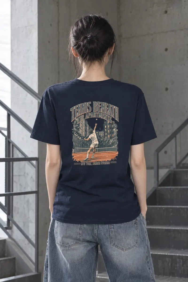 "Tennis Beneath the Apartments" Heavyweight Unisex Crewneck T-shirt