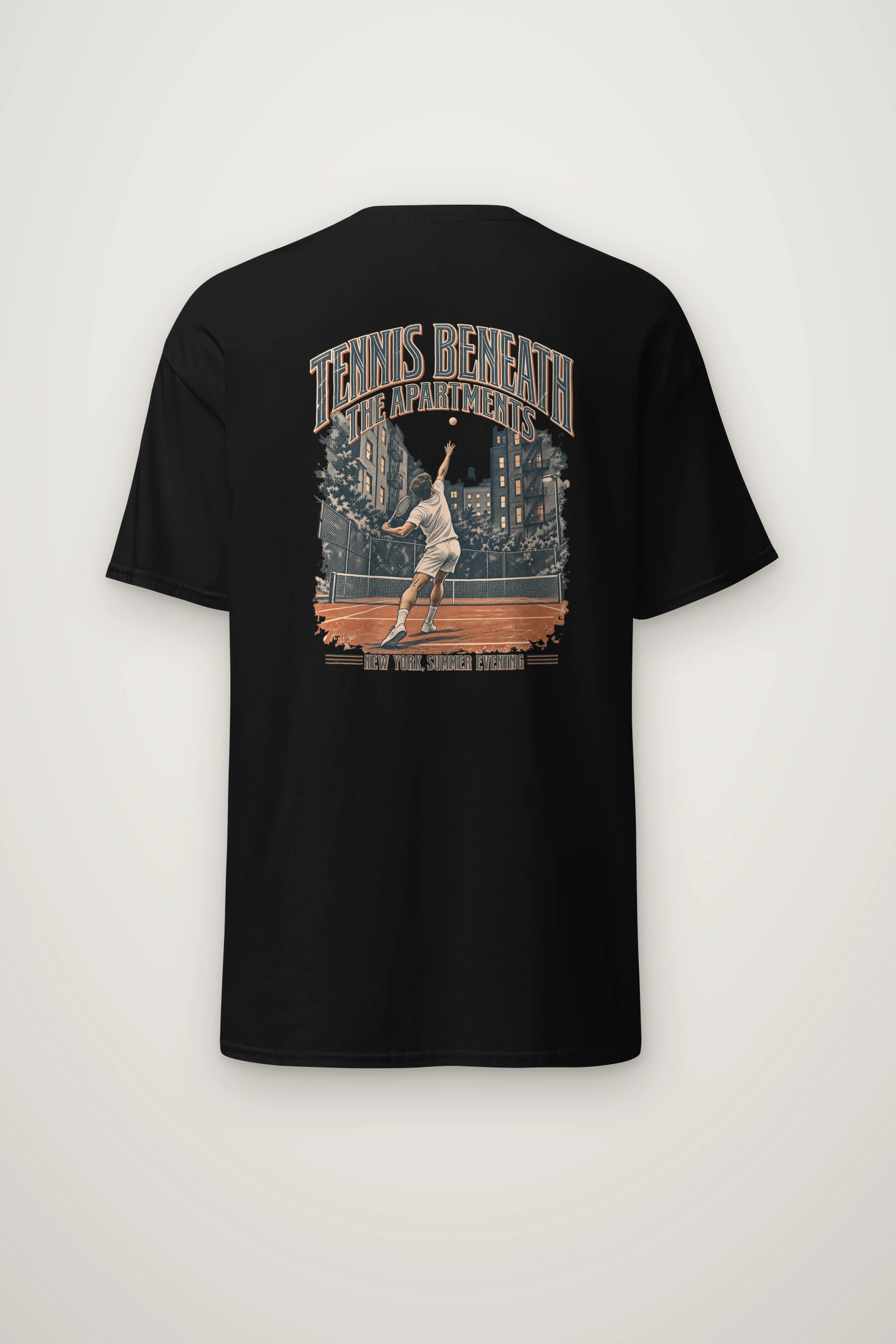 "Tennis Beneath the Apartments" Heavyweight Unisex Crewneck T-shirt