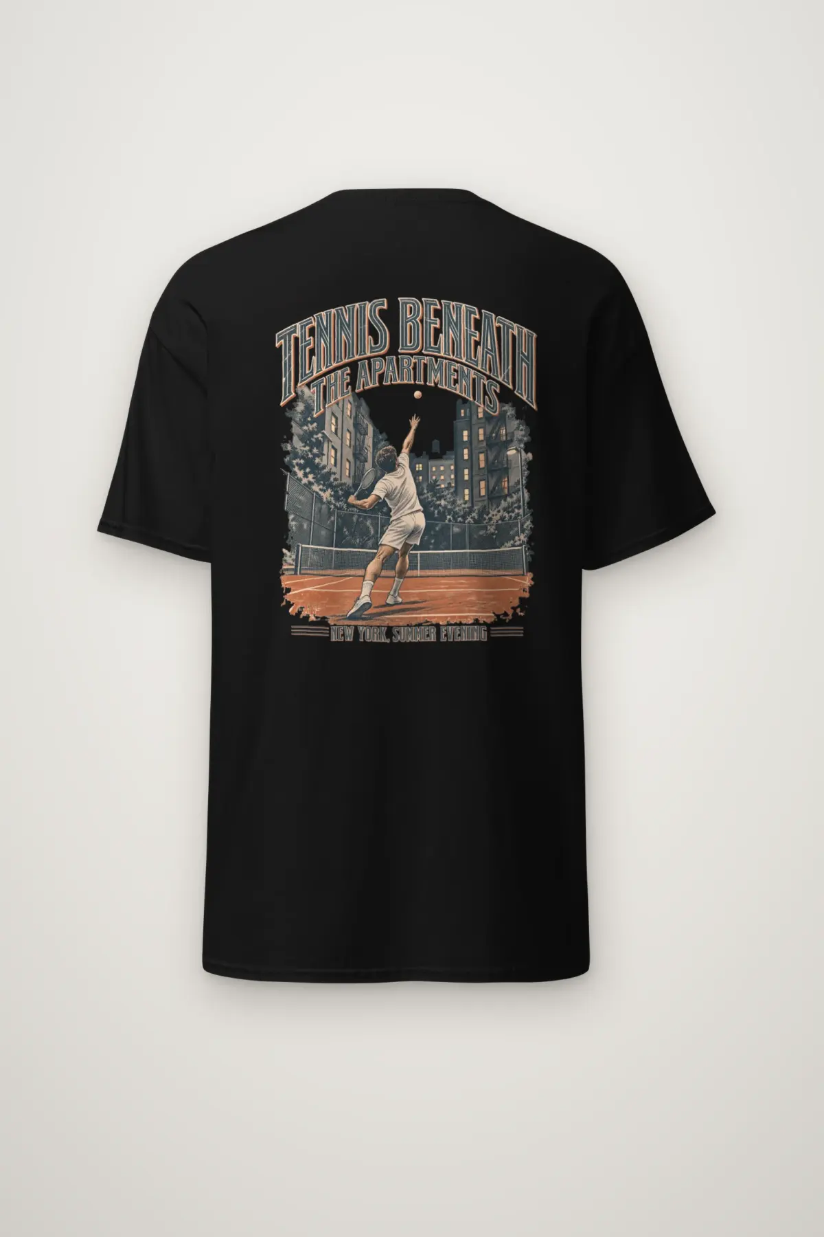 "Tennis Beneath the Apartments" Heavyweight Unisex Crewneck T-shirt