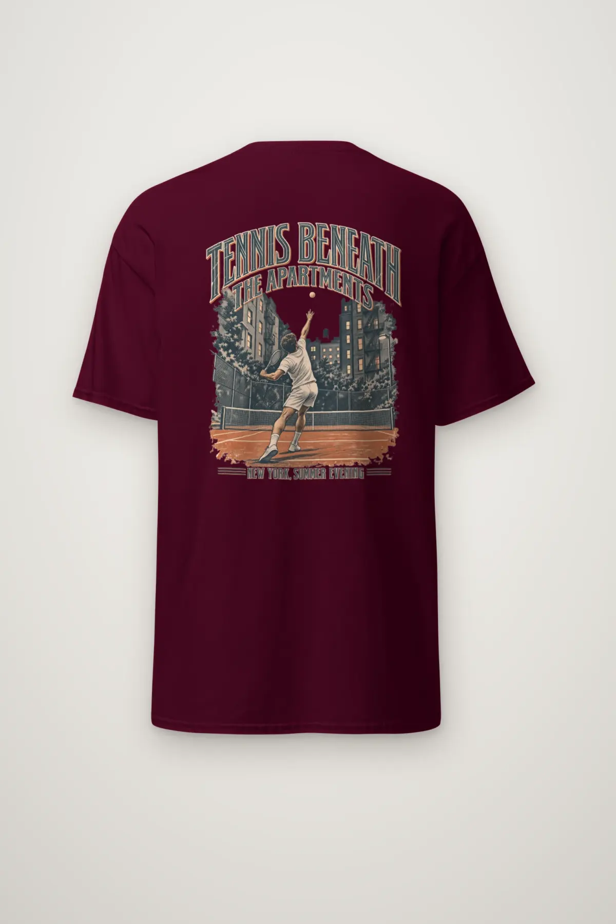 "Tennis Beneath the Apartments" Heavyweight Unisex Crewneck T-shirt