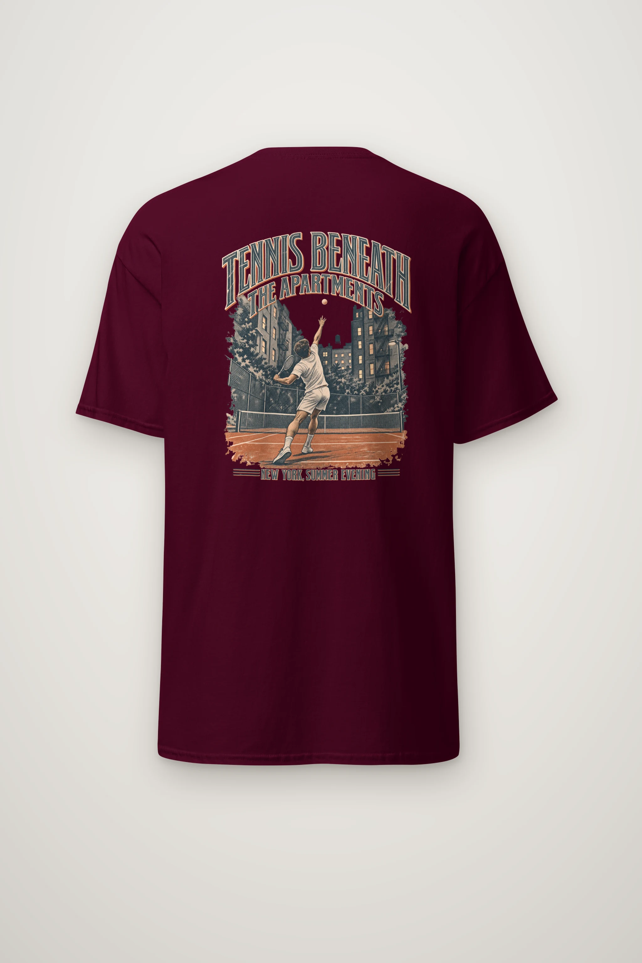 "Tennis Beneath the Apartments" Heavyweight Unisex Crewneck T-shirt