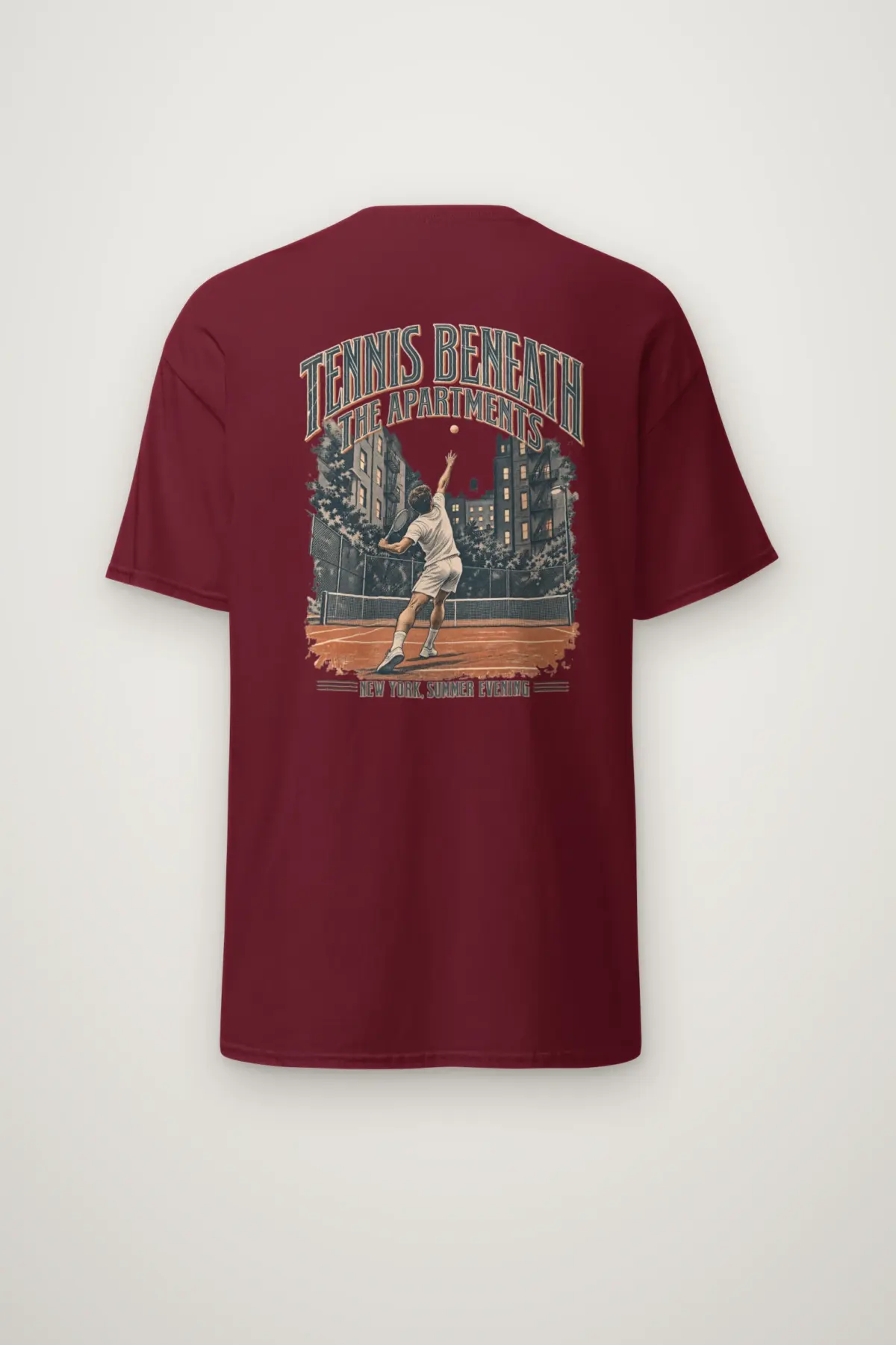 "Tennis Beneath the Apartments" Heavyweight Unisex Crewneck T-shirt
