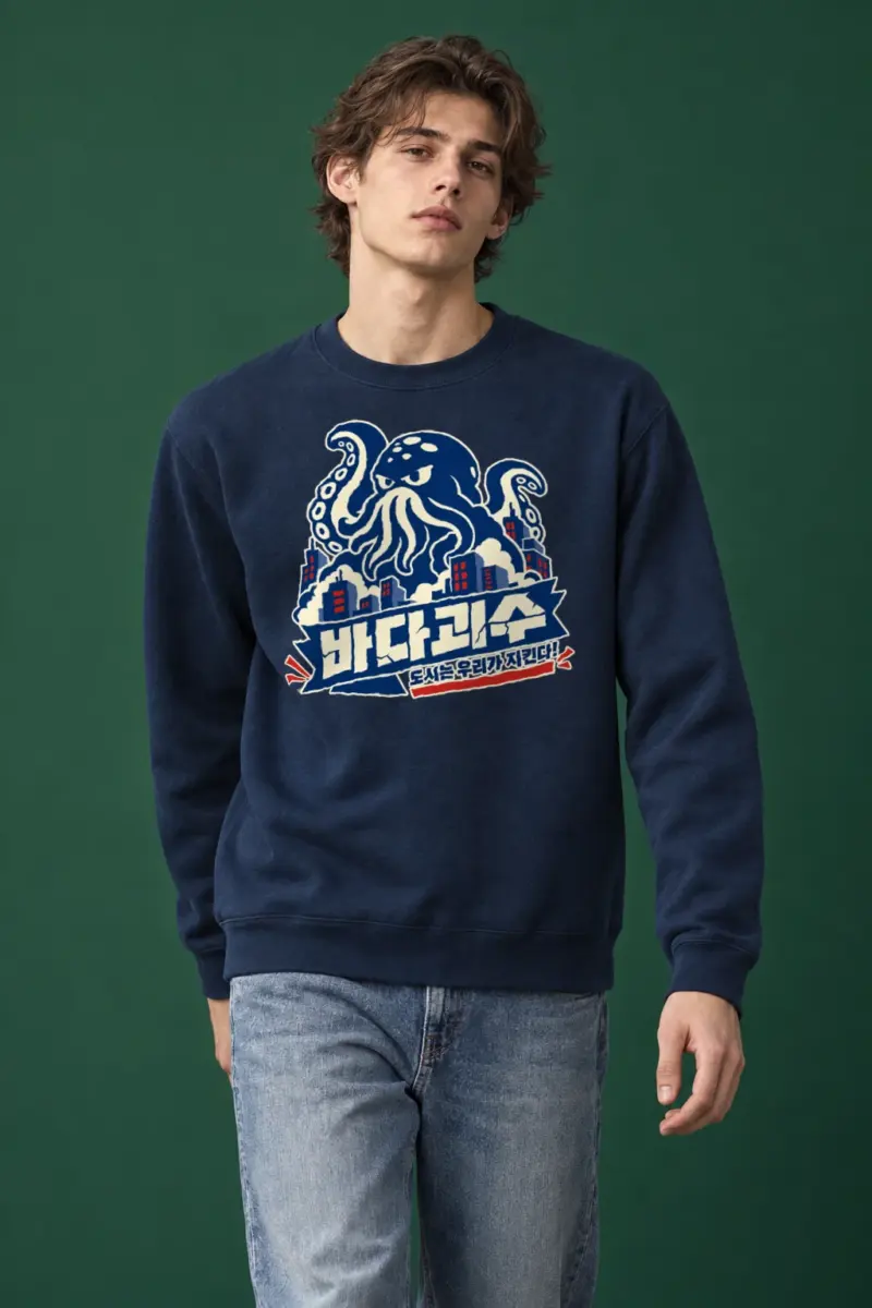"Tentacled City Skyline" Heavy Blend Unisex Crewneck Sweatshirt | Gildan 18000