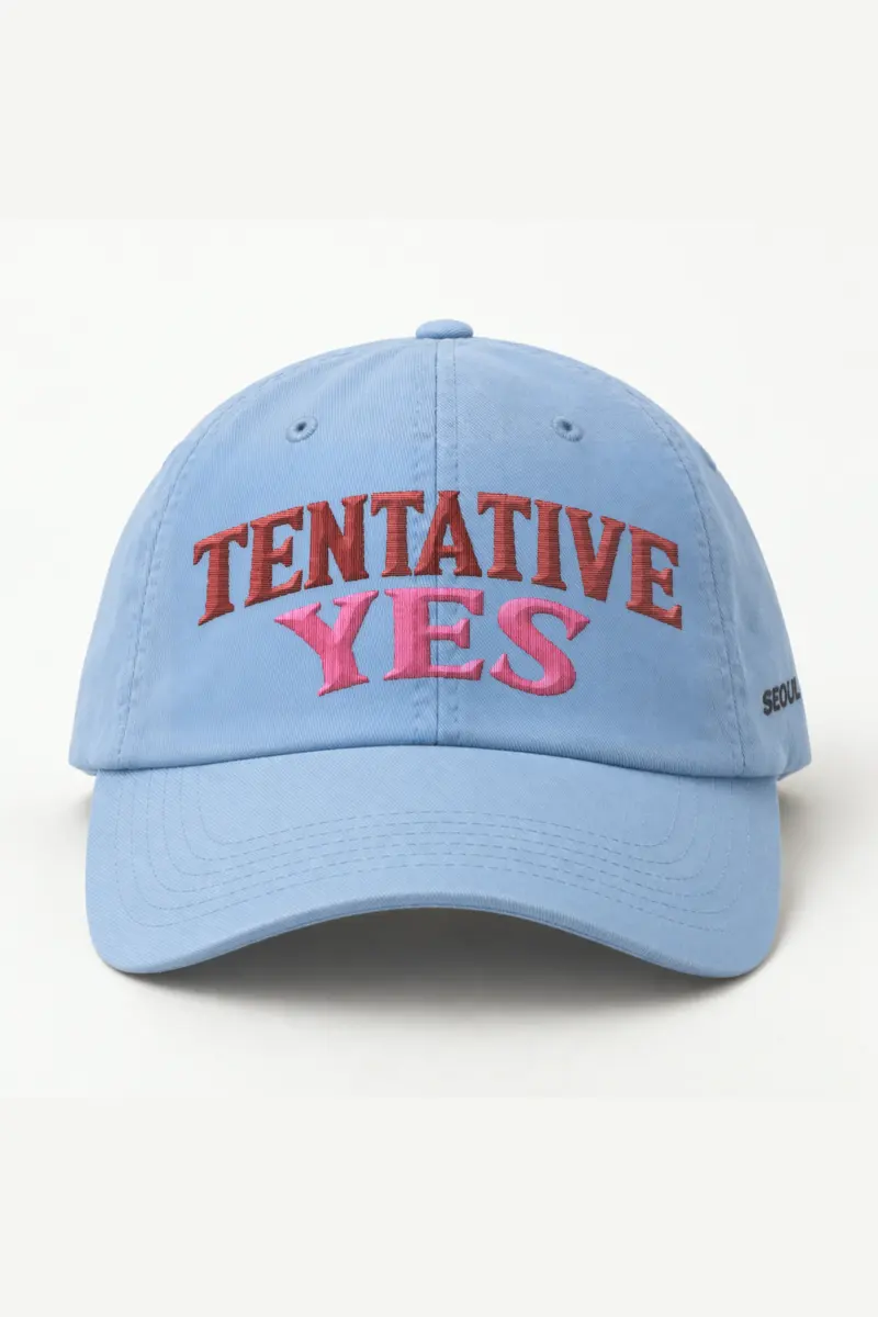 "Tentative Yes" Classic Dad Hat · Embroidered — light-blue/cap-front