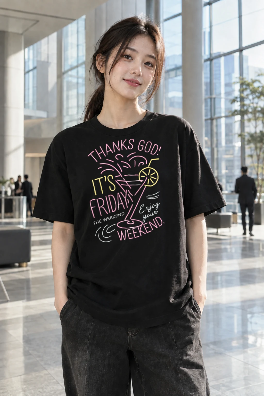 "Thanks God It’s Friday" Heavyweight Unisex Crewneck T-shirt | Gildan 5000
