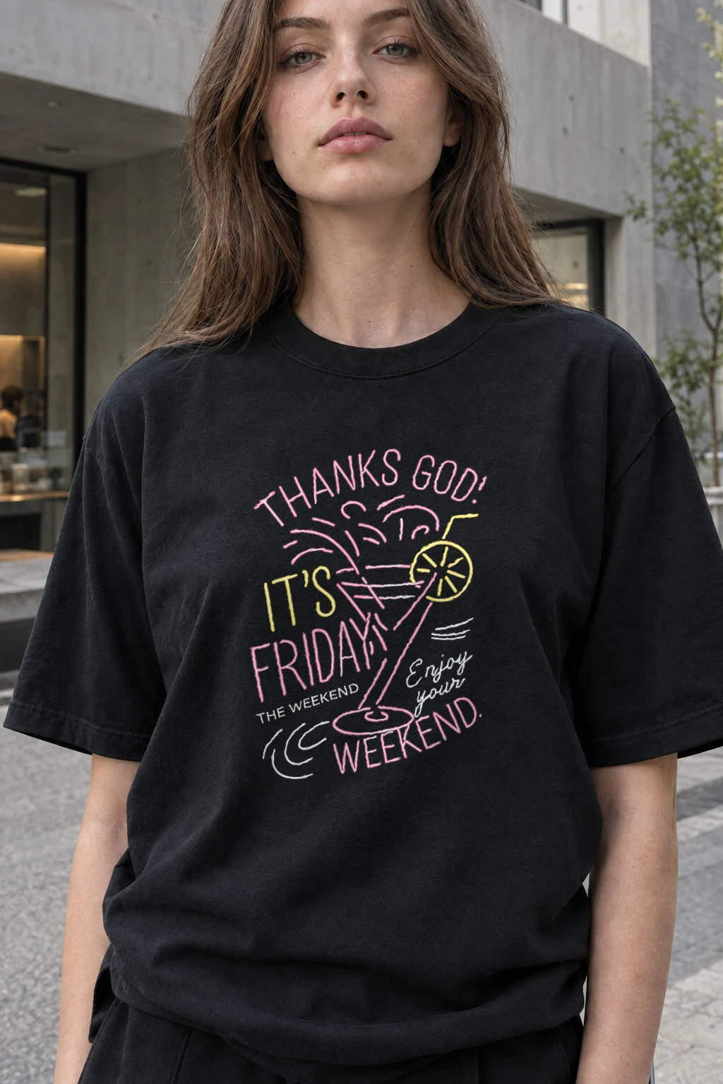 "Thanks God It’s Friday" Heavyweight Unisex Crewneck T-shirt | Gildan 5000