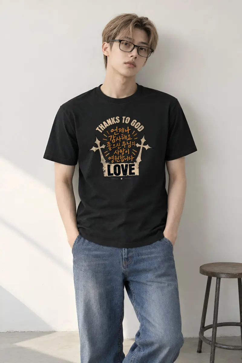 "Thanks To God Cross" Heavyweight Unisex Crewneck T-shirt