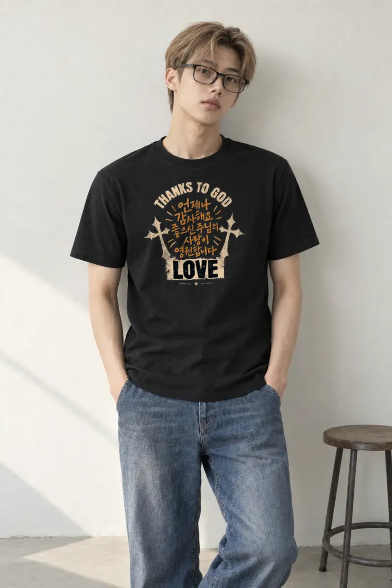 "Thanks To God Cross" Heavyweight Unisex Crewneck T-shirt | Gildan 5000
