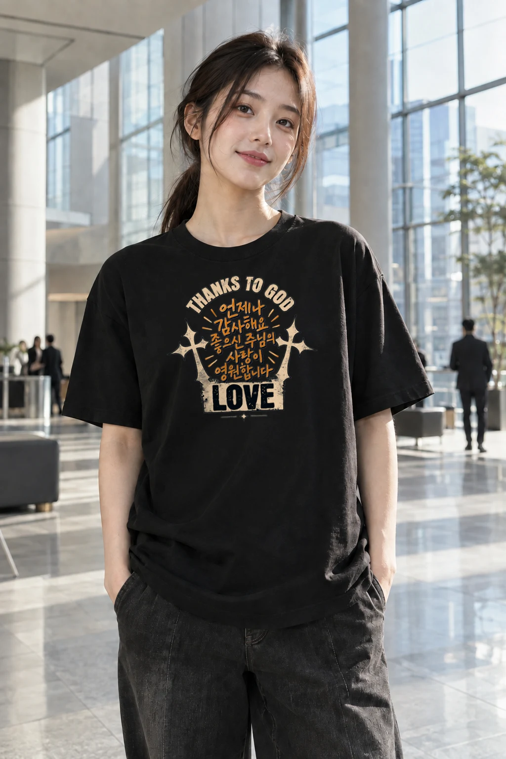 "Thanks To God Cross" Heavyweight Unisex Crewneck T-shirt | Gildan 5000