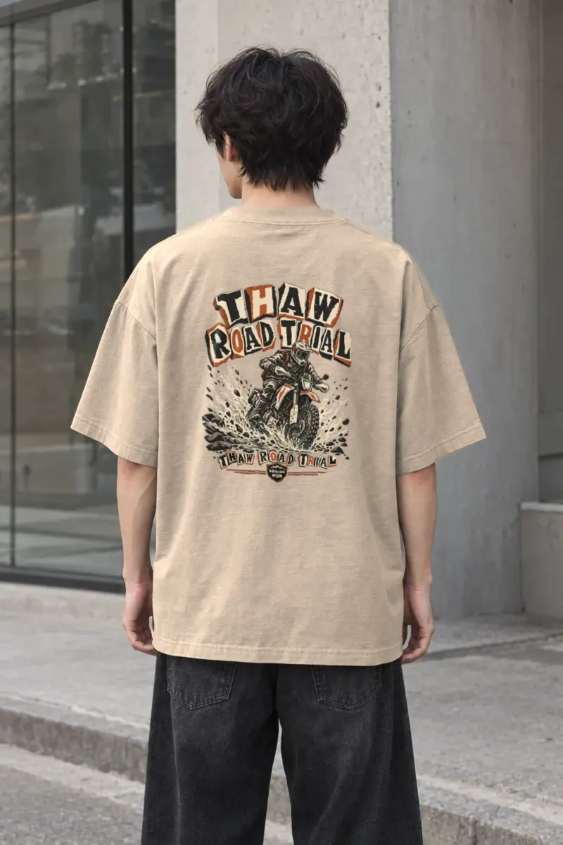“Thaw Road Trial” Men’s Oversized Heavyweight Crewneck T-Shirt