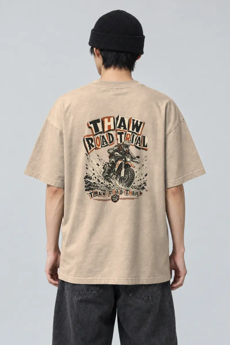“Thaw Road Trial” Men’s Oversized Heavyweight Crewneck T-Shirt