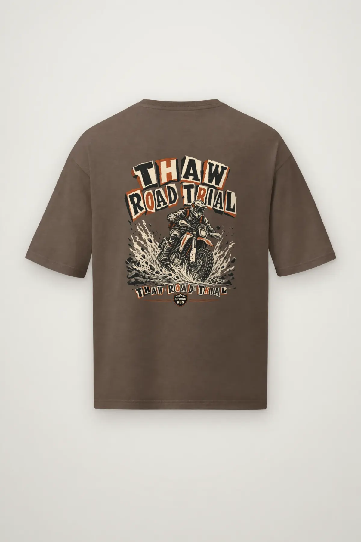 "Thaw Road Trial" Men's Oversized Heavyweight Crewneck T-Shirt