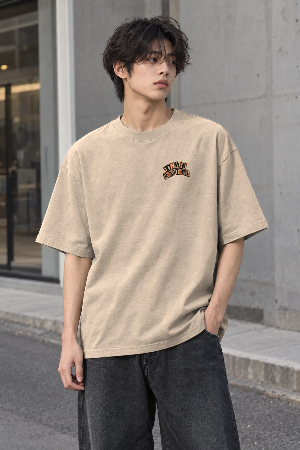 "Thaw Road Trial" Men's Oversized Heavyweight Crewneck T-Shirt
