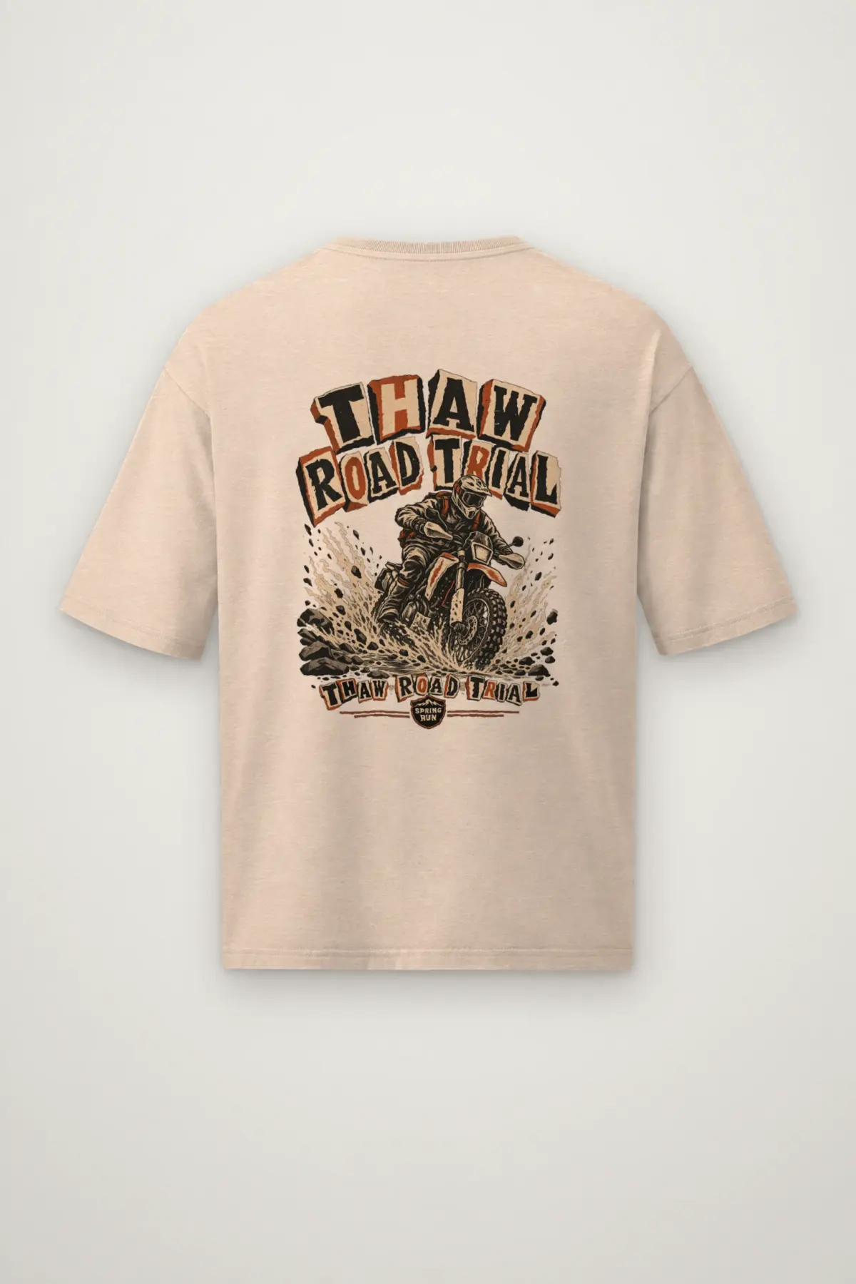 "Thaw Road Trial" Men's Oversized Heavyweight Crewneck T-Shirt