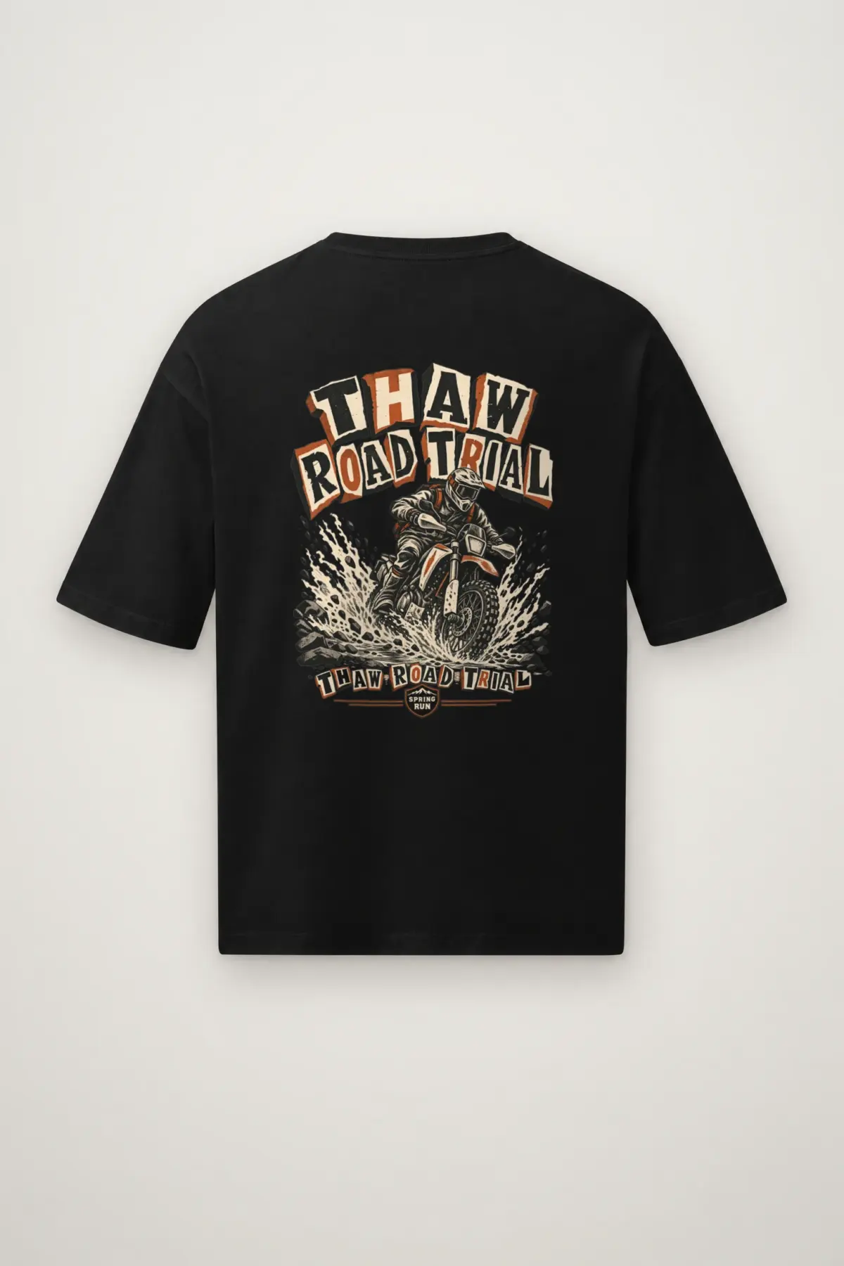 "Thaw Road Trial" Men's Oversized Heavyweight Crewneck T-Shirt