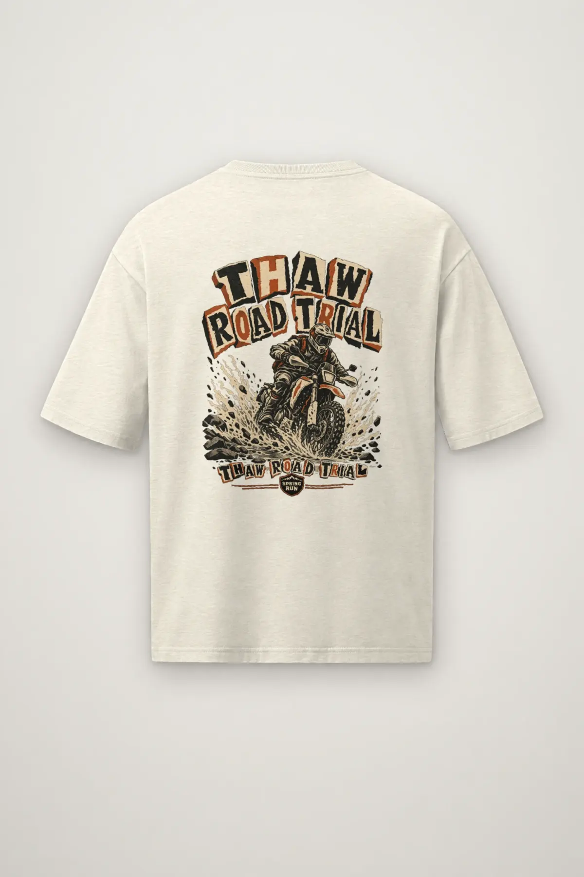 "Thaw Road Trial" Men's Oversized Heavyweight Crewneck T-Shirt