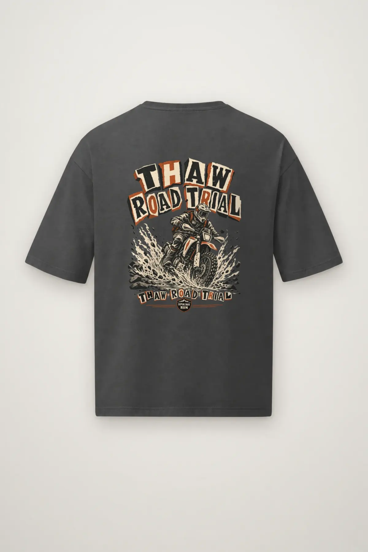 "Thaw Road Trial" Men's Oversized Heavyweight Crewneck T-Shirt