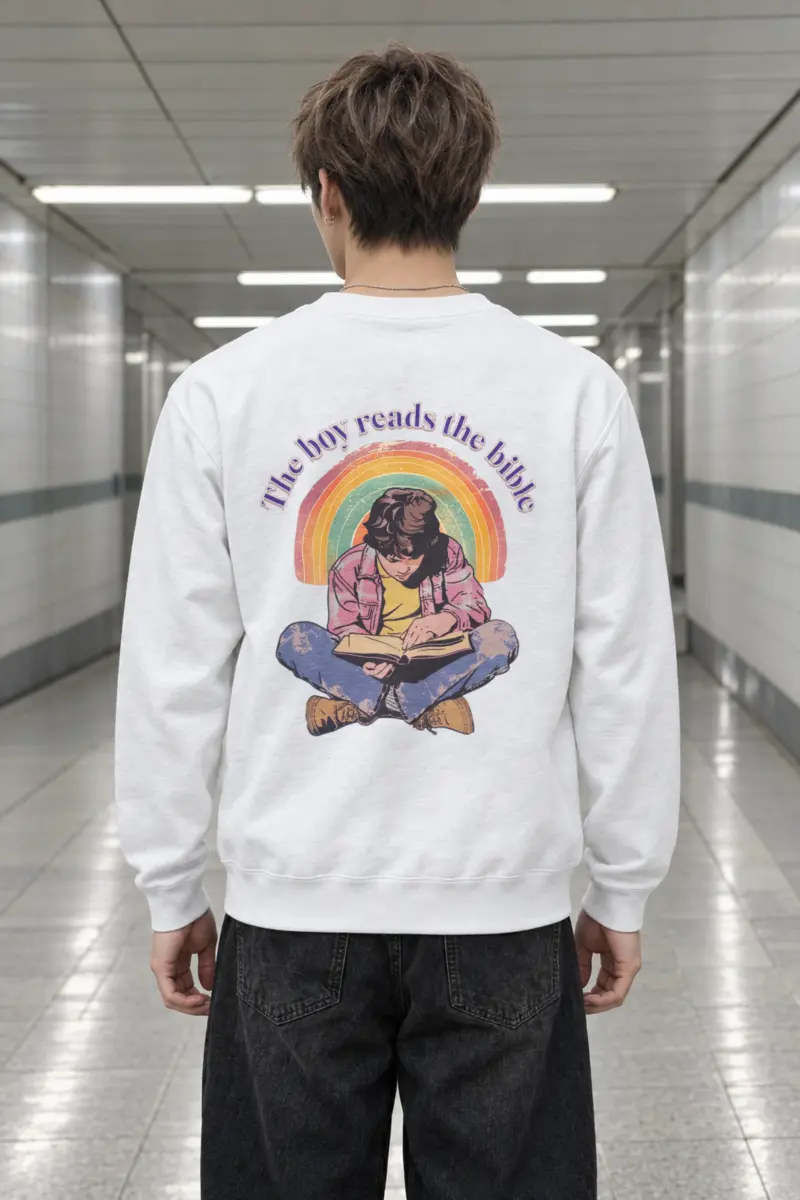 "The Boy Reads the Bible" Heavy Blend Unisex Crewneck Sweatshirt