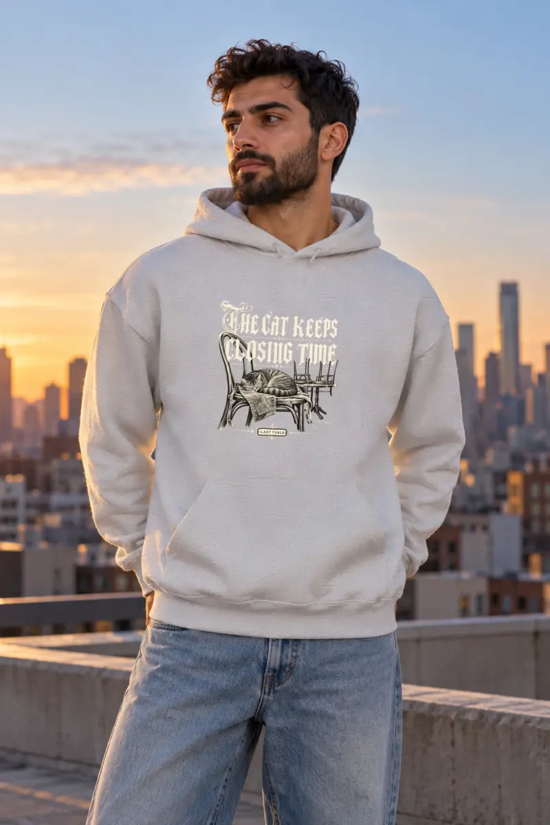 "The Cat Keeps Closing Time" Heavy Blend Unisex Pullover Hoodie