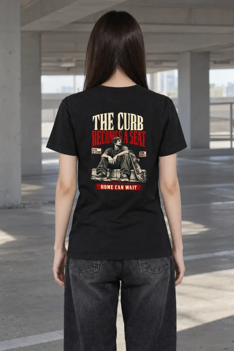 "The Curb Becomes a Seat" Heavyweight Unisex Crewneck T-shirt